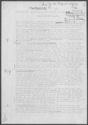 Kißlegg mit Diaspora: Visitationsbericht mit Pfarrbericht 1964