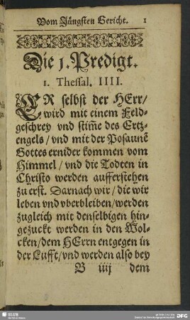 Die 1. Predigt. I. Thessal. IIII.