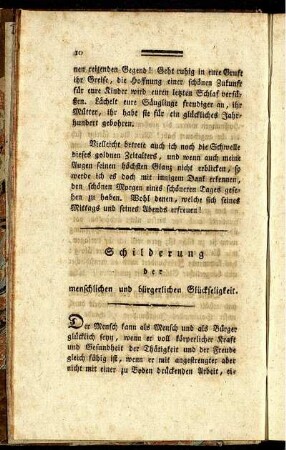 Schilderung der menschlichen und bürgerlichen Glückseligkeit.