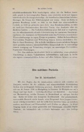 Die mittlere Periode. Das 18. Jahrhundert