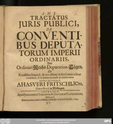 Tractatus Iuris Publici, De Conventibus Deputatorum Imperii Ordinariis