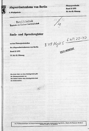 Sach- und Sprechregister