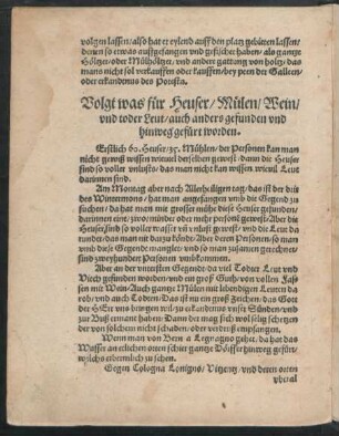 Volgt was für Heuser/ Mülen/ Wein/ und toder Leut/ auch anders gefunden und hinweg gefürt worden.