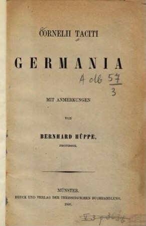 Cornelii Taciti Germania