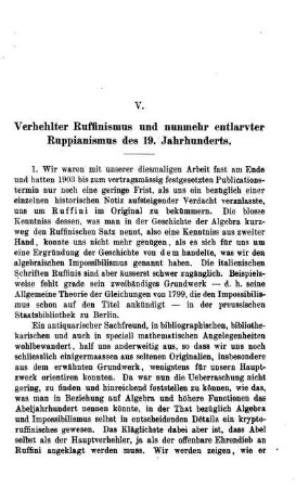 V. Verhehlter Ruffinismus und nunmehr entlarvter Ruppianismus des 19. Jahrhunderts.