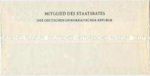 Vordruck-Briefumschlag für Mitglieder des Staatsrates der DDR (blanko)