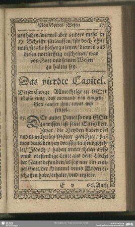 Das vierdte Capitel. Von gottes Einigkeit