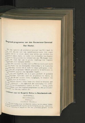 Beginsel-programma van den Gouverneur-Generaal Van Heutsz.