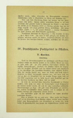 IV. Deutschlands Pachtgebiet in Ostasien
