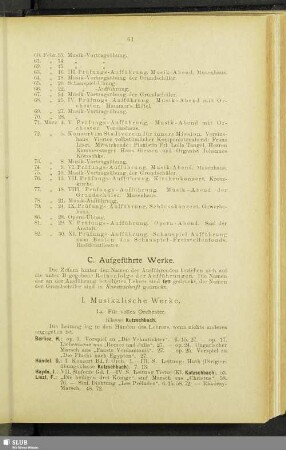 I. Musikalische Werke