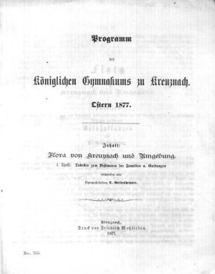 1: Tabellen zum Bestimmen der Familien u. Gattungen