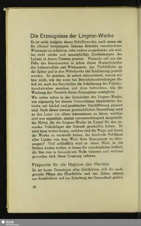 Die Erzeugnisse der Lingner-Werke