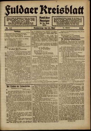 Ausgabe vom Donnerstag, den 22. Mai 1919.
