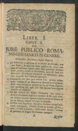 Caput. I. De Iure Publico Romano-Germanico In Genere