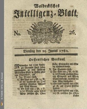 No. 26, Dienstag den 25. Junius 1782
