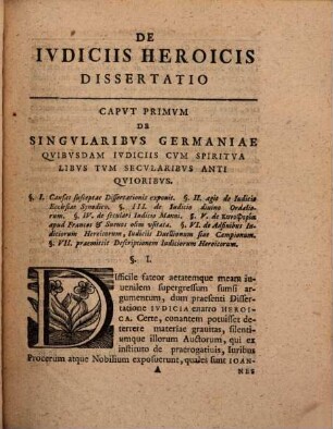 Dissertatio Ivris Gentivm Et Lvsatici De Ivdiciis Heroicis Von Ehren-Tafeln