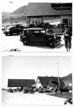 Tank- und Rastanlage Gruibingen. Tankstelle Nordseite. 1945 - 1962 US Army. Abgebrochen.