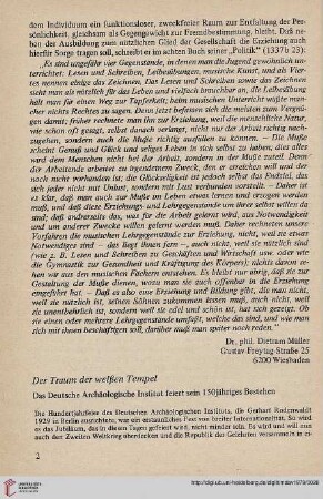 22: Der Traum der weißen Tempel : das Deutsche Archäologische Institut feiert sein 150jähriges Bestehen