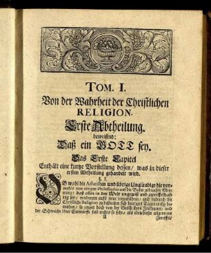Erste Abtheilung beweisend: Daß ein Gott sey.