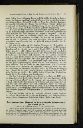 ¬Das¬ apologetische Moment in Paul Bourgets Kriegsroman: "Des Todes Sinn"