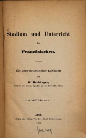 Studium und Unterricht des Französischen