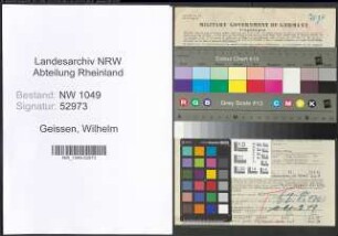 Entnazifizierung Wilhelm Geissen , geb. 02.09.1913 (Assistenzarzt)