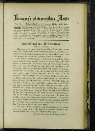 Entwicklung mit Hydrochinon
