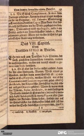 Das VIII. Capitel. Vom Teutschen STYLO in Briefen.