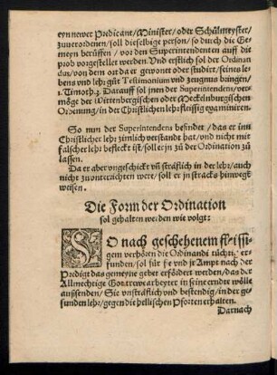 Die Form der Ordination sol gehalten werden wie volgt:
