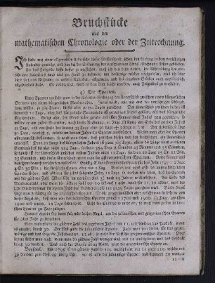 Bruchstücke aus der mathematischen Chronologie oder der Zeitrechnung.