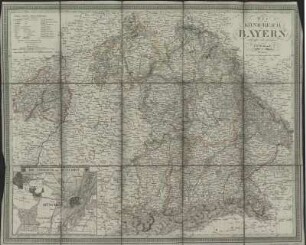 Karte von Bayern, 1:875 000, Lithographie, 1829
