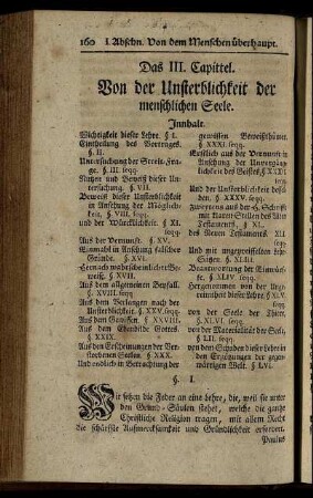Das III. Capittel. Von der Unsterblichkeit der menschlichen Seele.