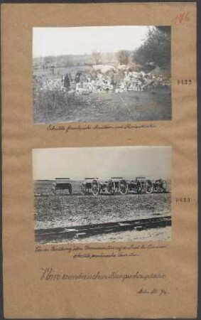 Von der Besatzung österr. Donaumontore auf der Insel bei Limnicea erbeutete rumänische Geschütze