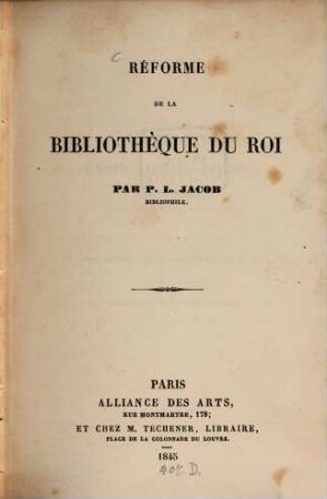 Reforme de la Bibliothèque du Roi