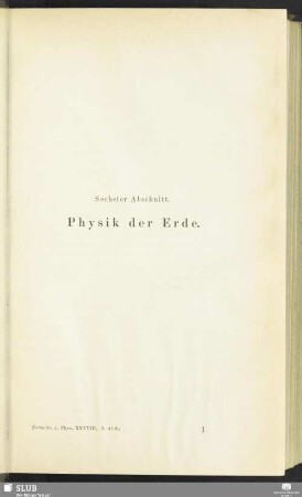 Sechster Abschnitt. Physik der Erde