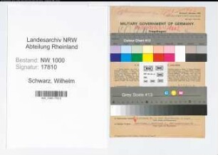 Entnazifizierung Wilhelm Schwarz, geb. 07.08.1899 (Ingenieur)