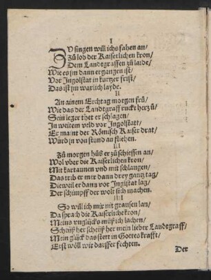ZV singen will ichs fahen an/ || Zu lob der Kaiserlichen kron/ ||