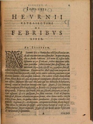 Ioannis Heurnii De febribus liber