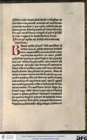 De eo quod apostolus ait Radix omnium malorum cupiditas.