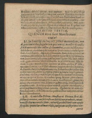 Quaestio Tertia. Quaenam verae sunt Monstrorum causae?