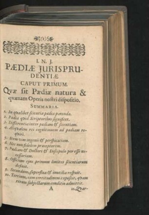 Caput Primum. Quae sit Paediae natura & quaenam Operis nostri dispositio.