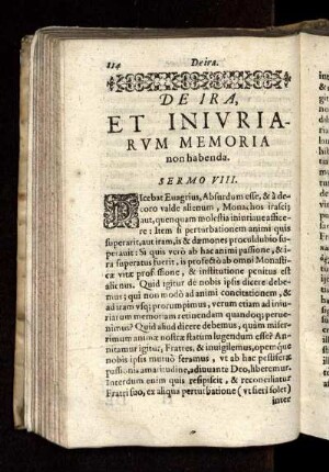 De Ira, Et Iniuriarum Memoria non habenda. Sermo VIII.