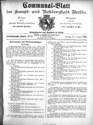 1886,31: No. 31, 1. August 1886
