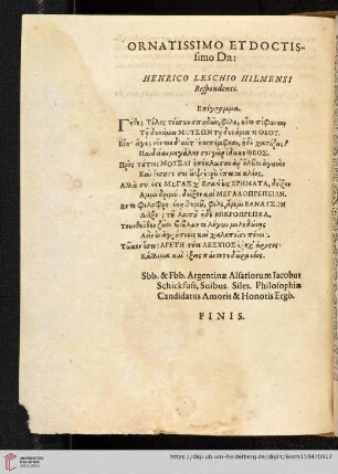 Ornatissimo et doctissimo Dn