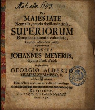 De majestate nonnulla, paucis thesibus inclusa