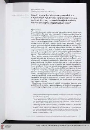 20/21: Katedry krakowska i wileńska w przewodnikach turystycznych wydanych do 1914 roku (przyczynek do badań literatury przewodnikowej w kontekście rozwoju polskiej historiografii artystycznej)