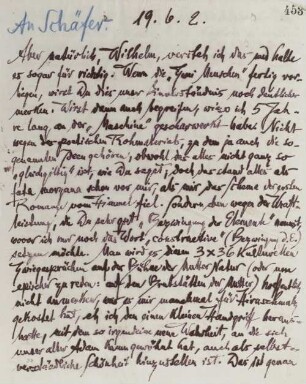 Brief an Wilhelm Schäfer