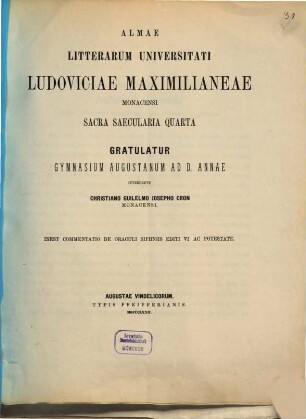 Commentatio de oraculi Siphniis editi VI ac potestate