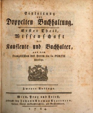 Einleitung zur Doppelten Buchhaltung, 1. Wissenschaft der Kaufleute und Buchhalter