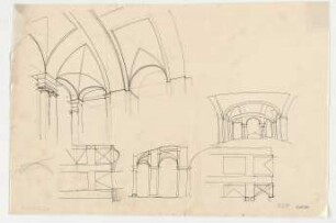Thiersch, Friedrich von; München; Justizpalast - Innenraum (Perspektiven); Teilgrundriss